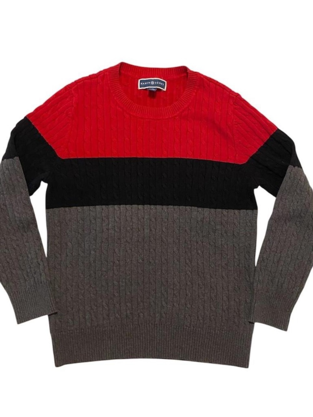 Red and black striped Karen Scott sweater